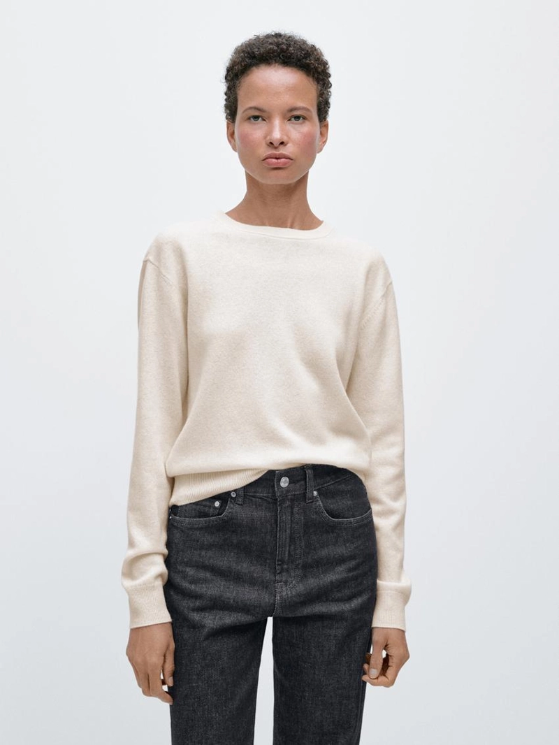 Свитер из шерстяной смеси с круглым вырезом