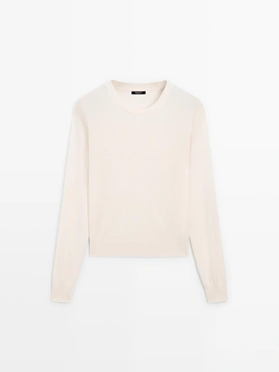 Свитер из шерстяной смеси с круглым вырезом- Заказать в России