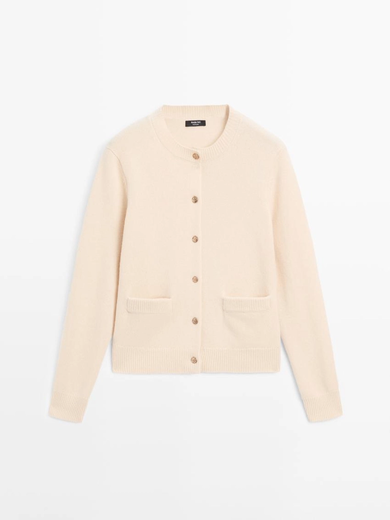 Кардиган из вязаного полотна с пуговицами из золота