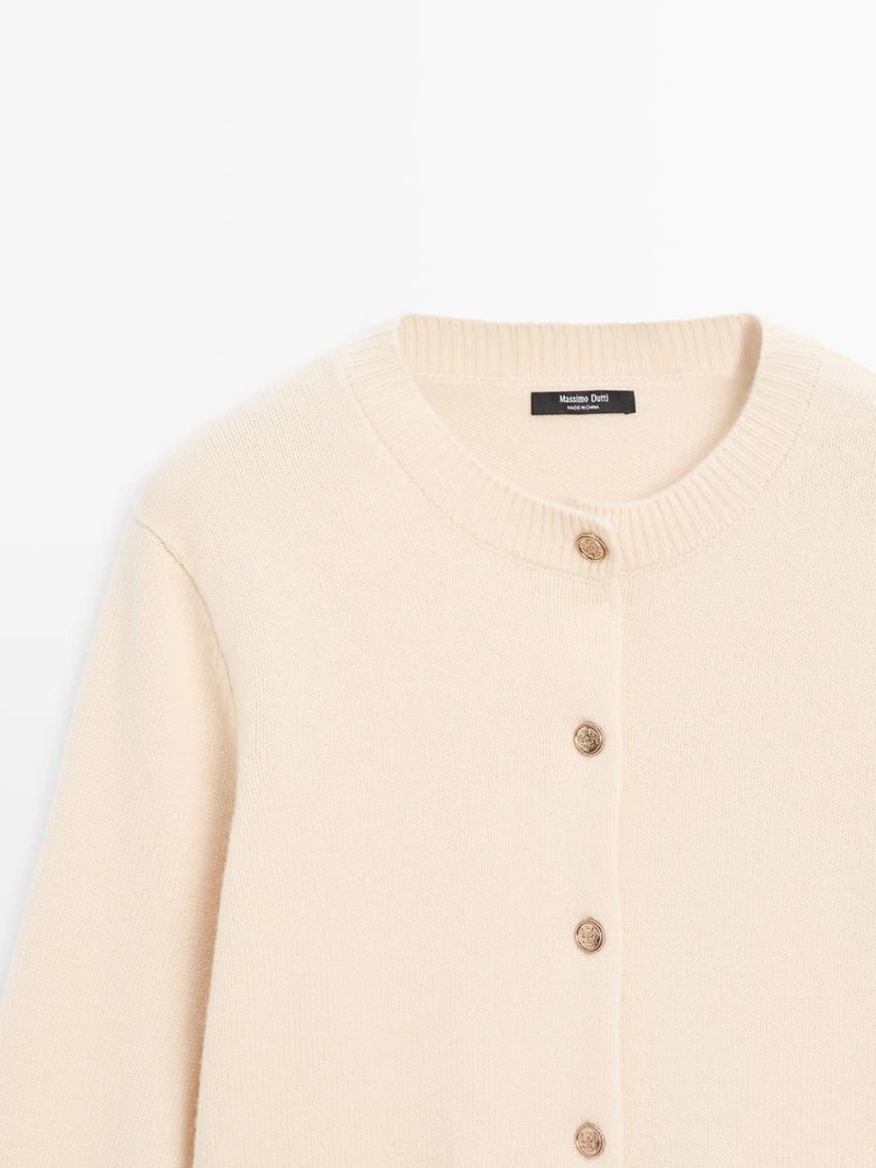 Кардиган из вязаного полотна с пуговицами из золота