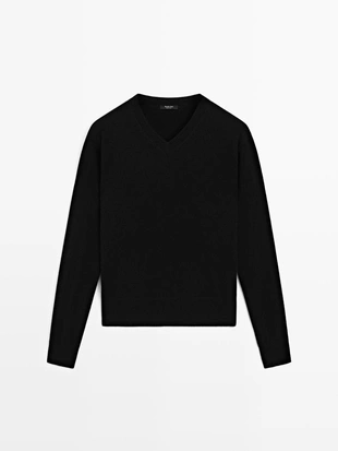 Свитер с v-образным вырезом из шерстяной смеси- Заказать в России