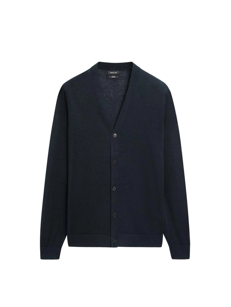 Кардиган из льняного трикотажа с пуговицами