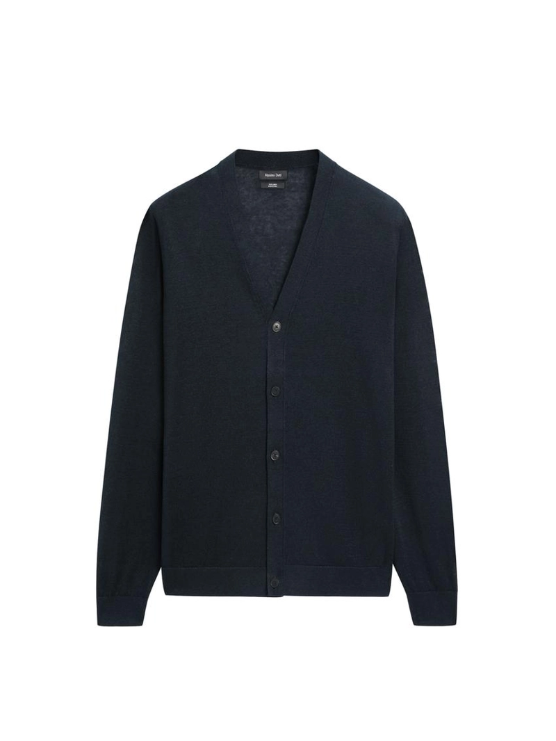 Кардиган из льняного трикотажа с пуговицами