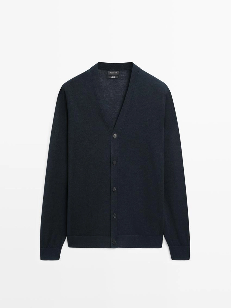 Кардиган из льняного трикотажа с пуговицами