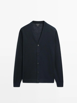 Кардиган из льняного трикотажа с пуговицами- Заказать в России