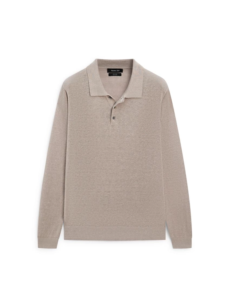 Свитер с воротником поло из льна