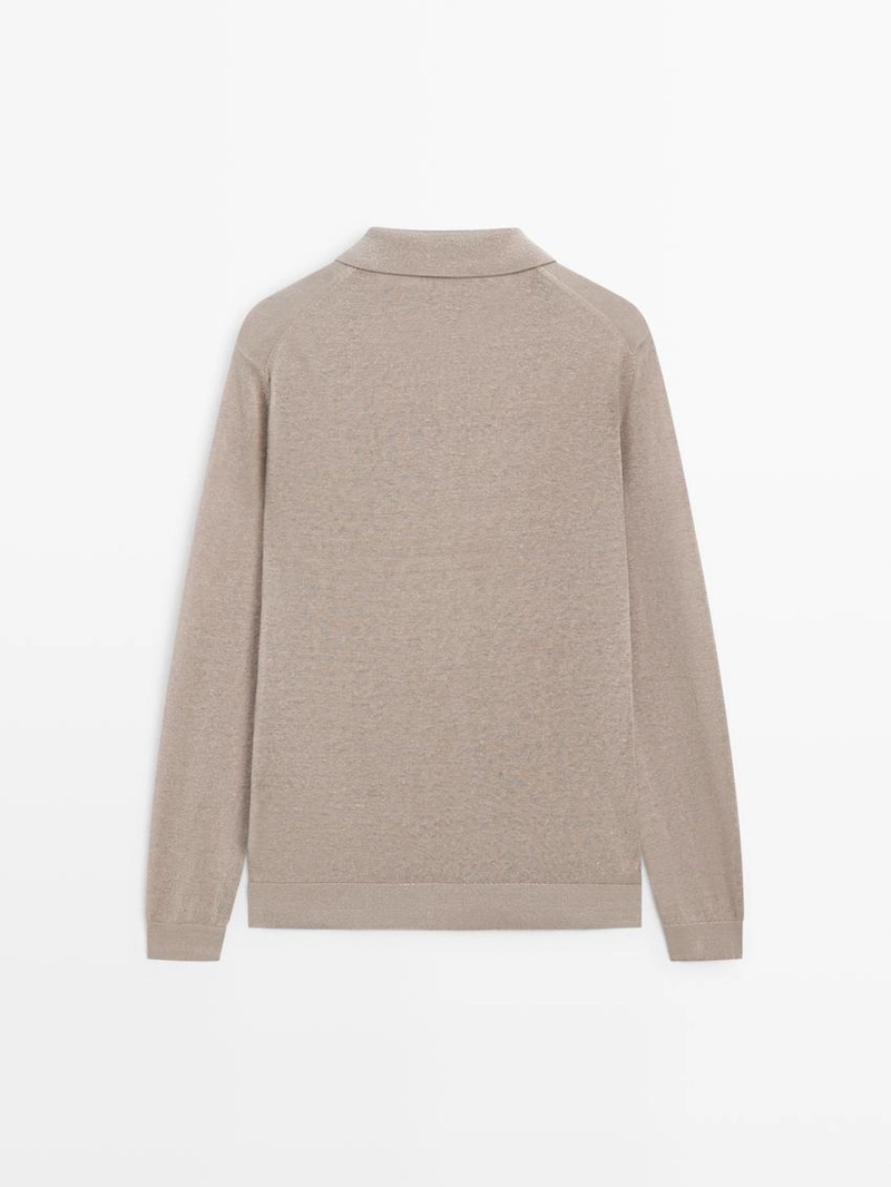 Свитер с воротником поло из льна