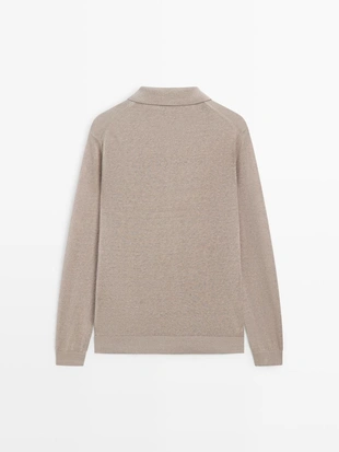 Свитер с воротником поло из льна- Заказать в России