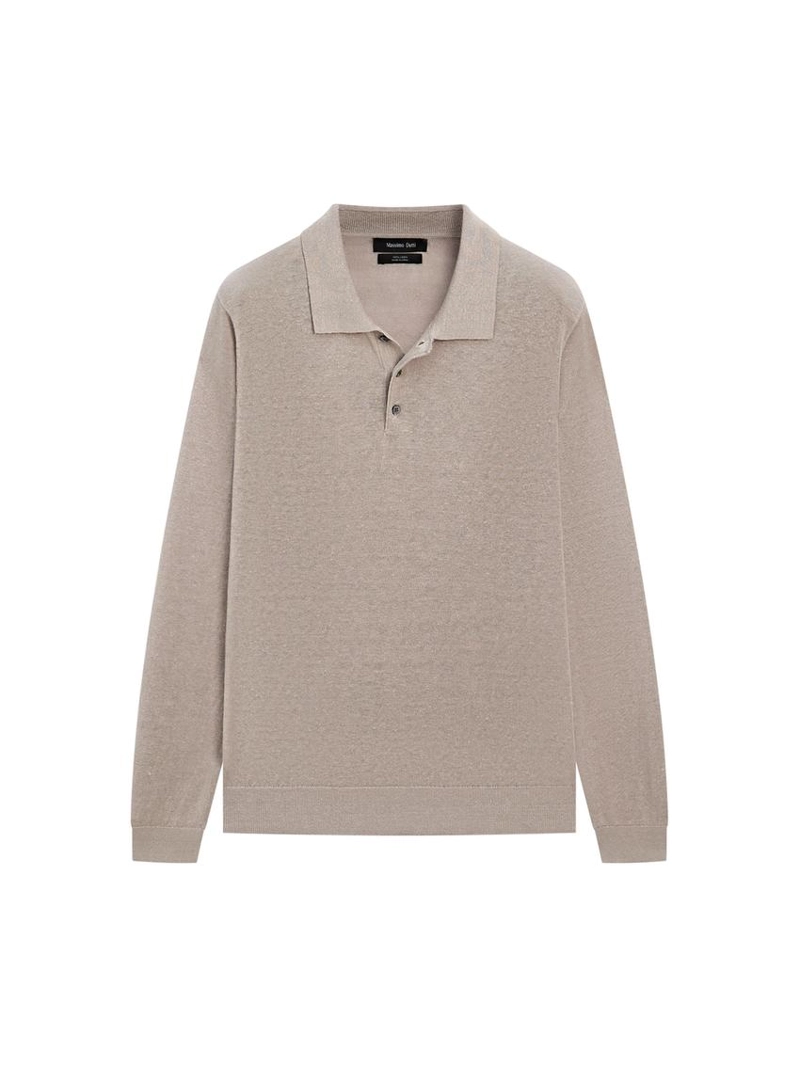 Свитер с воротником поло из льна