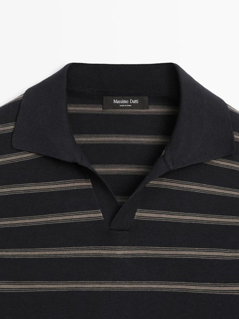 Поло-свитер с контрастными полосками