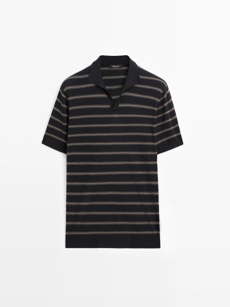 Поло-свитер с контрастными полосками