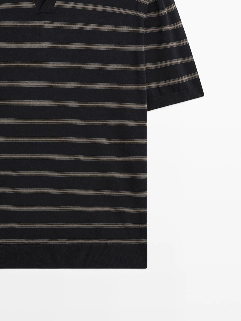 Поло-свитер с контрастными полосками