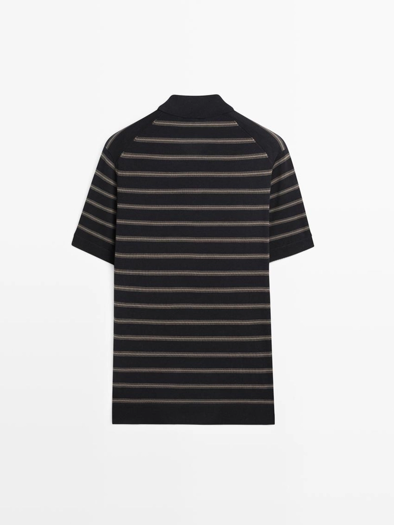 Поло-свитер с контрастными полосками