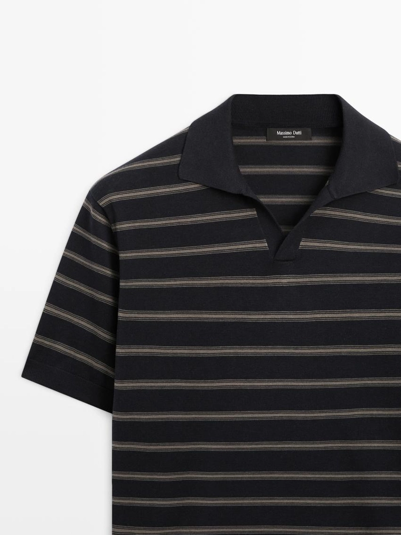 Поло-свитер с контрастными полосками