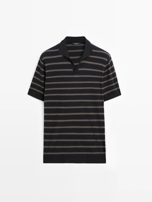 Поло-свитер с контрастными полосками- Заказать в России