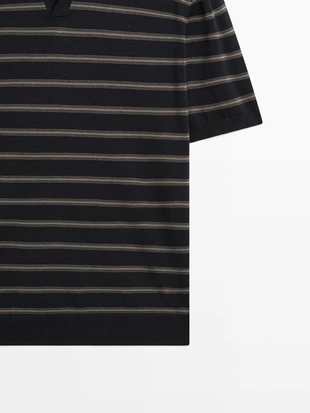 Поло-свитер с контрастными полосками- Заказать в России