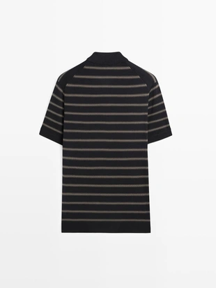 Поло-свитер с контрастными полосками- Заказать в России