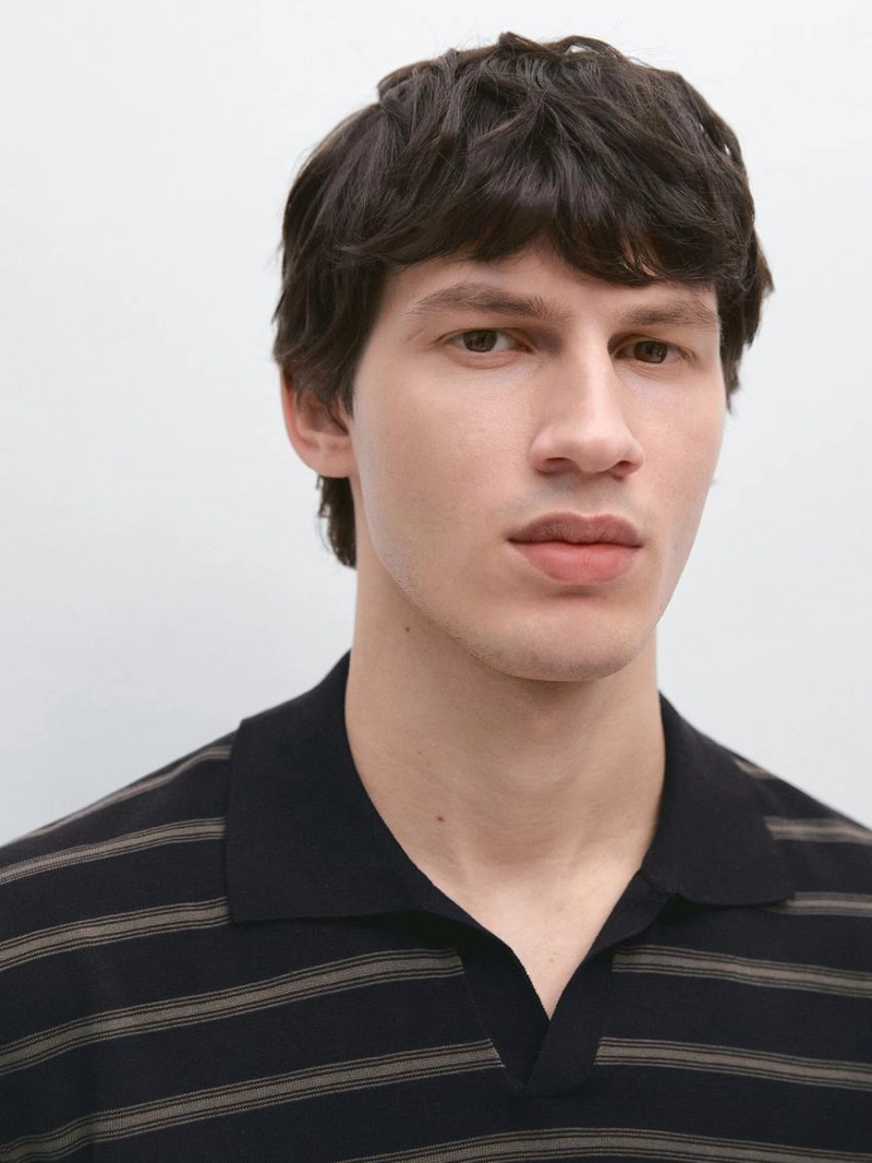 Поло-свитер с контрастными полосками