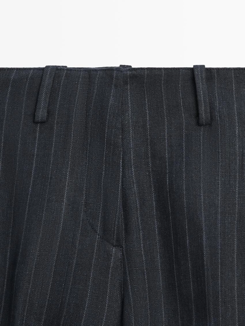 Широкие льняные брюки в полоску