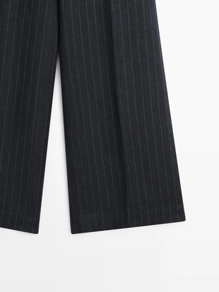 Широкие льняные брюки в полоску- Заказать в России