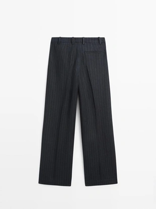 Широкие льняные брюки в полоску- Заказать в России