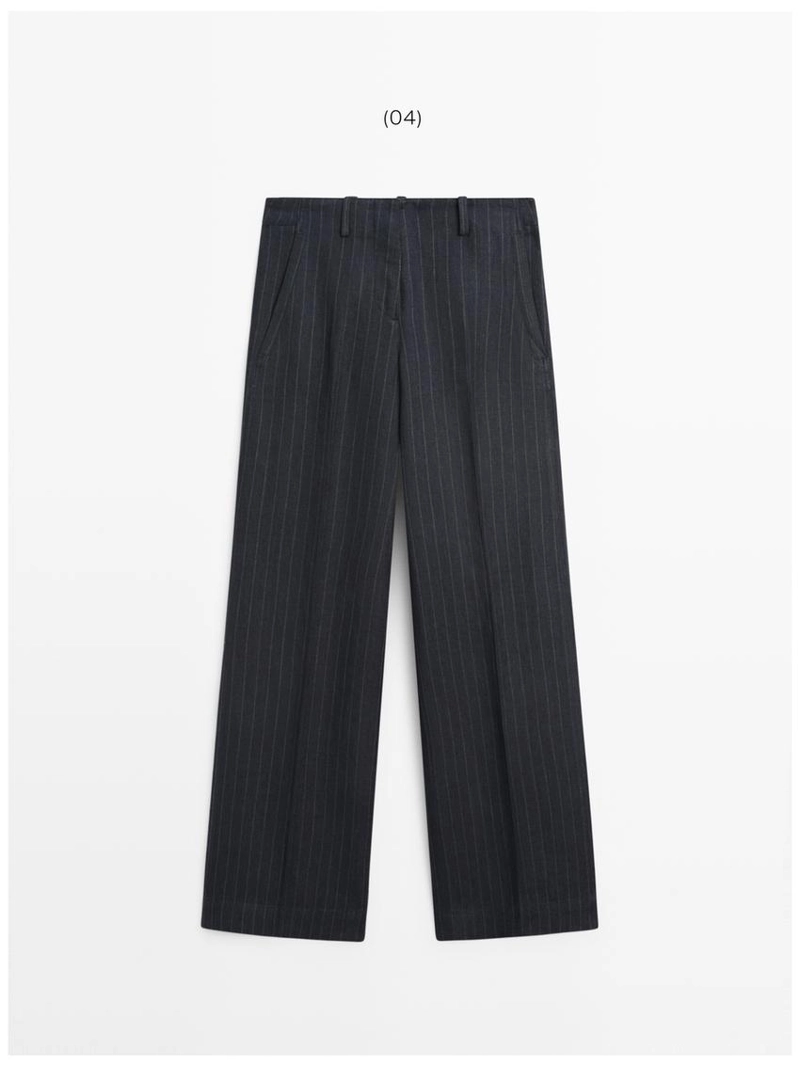 Широкие льняные брюки в полоску