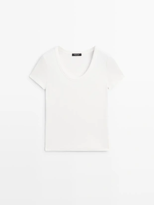 Футболка из хлопкового микса с коротким рукавом- Заказать в России