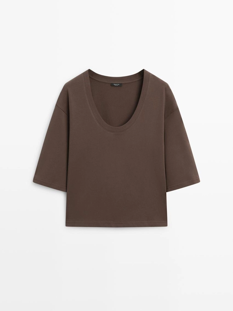 Футболка с горловиной лодочкой из 100% хлопка