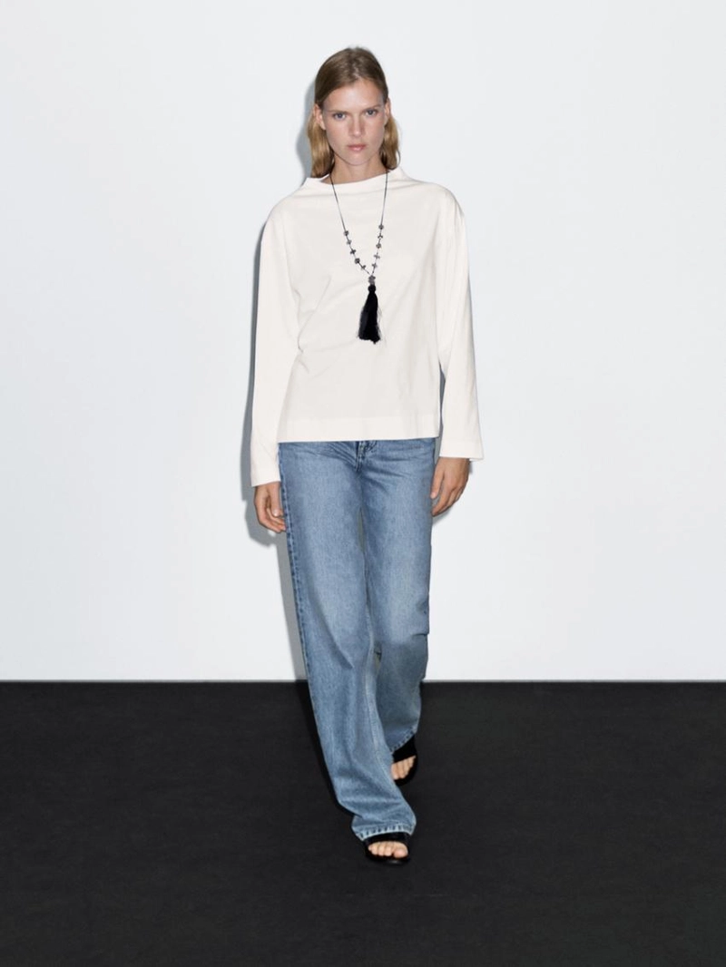 Свитшот из хлопка с длинным рукавом