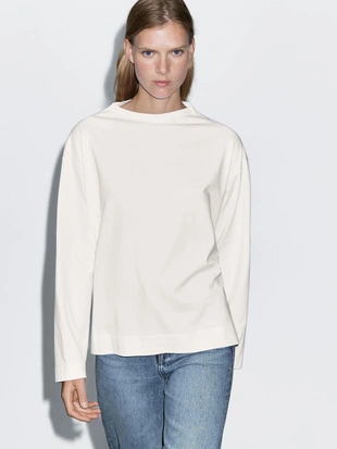 Свитшот из хлопка с длинным рукавом- Заказать в России