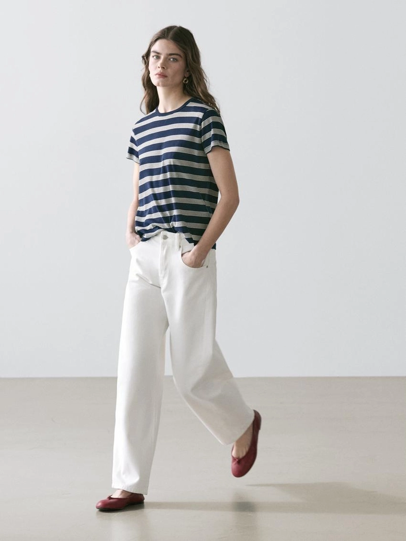 Футболка с короткими рукавами в полоску из 100% хлопка