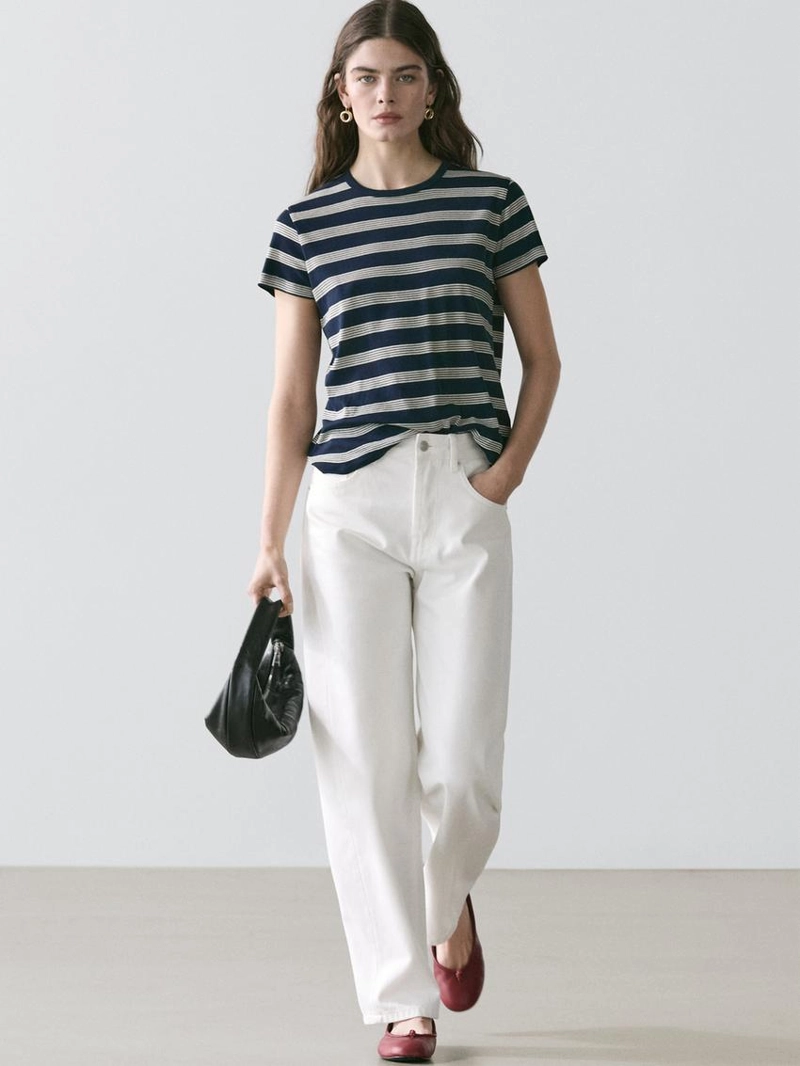 Футболка с короткими рукавами в полоску из 100% хлопка