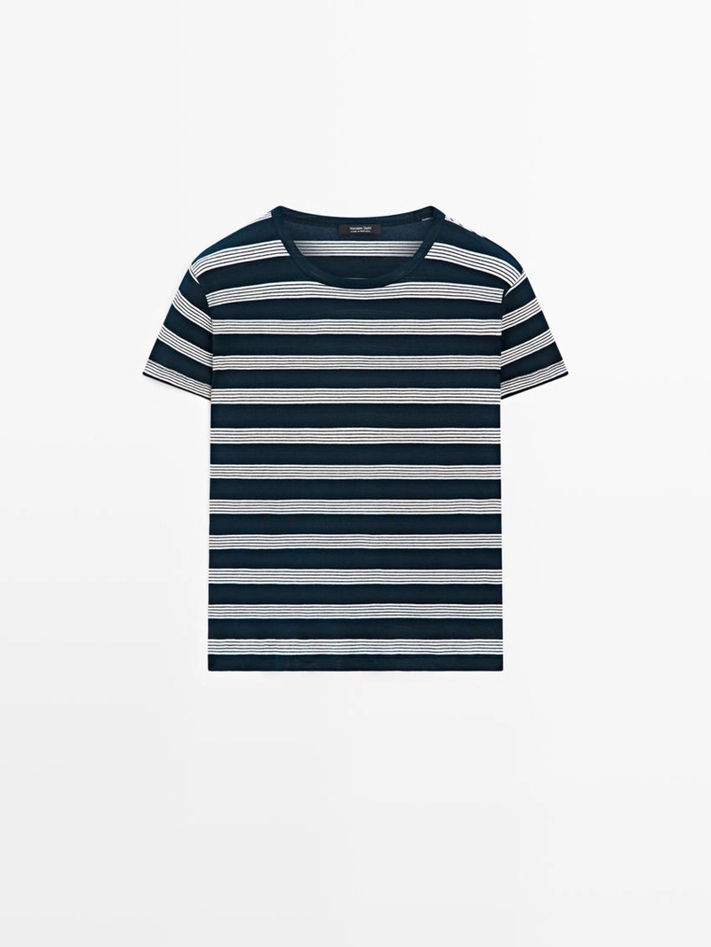 Футболка с короткими рукавами в полоску из 100% хлопка