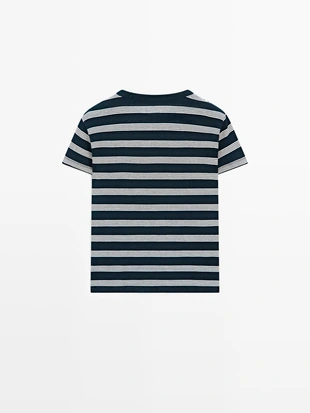 Футболка с короткими рукавами в полоску из 100% хлопка- Заказать в России