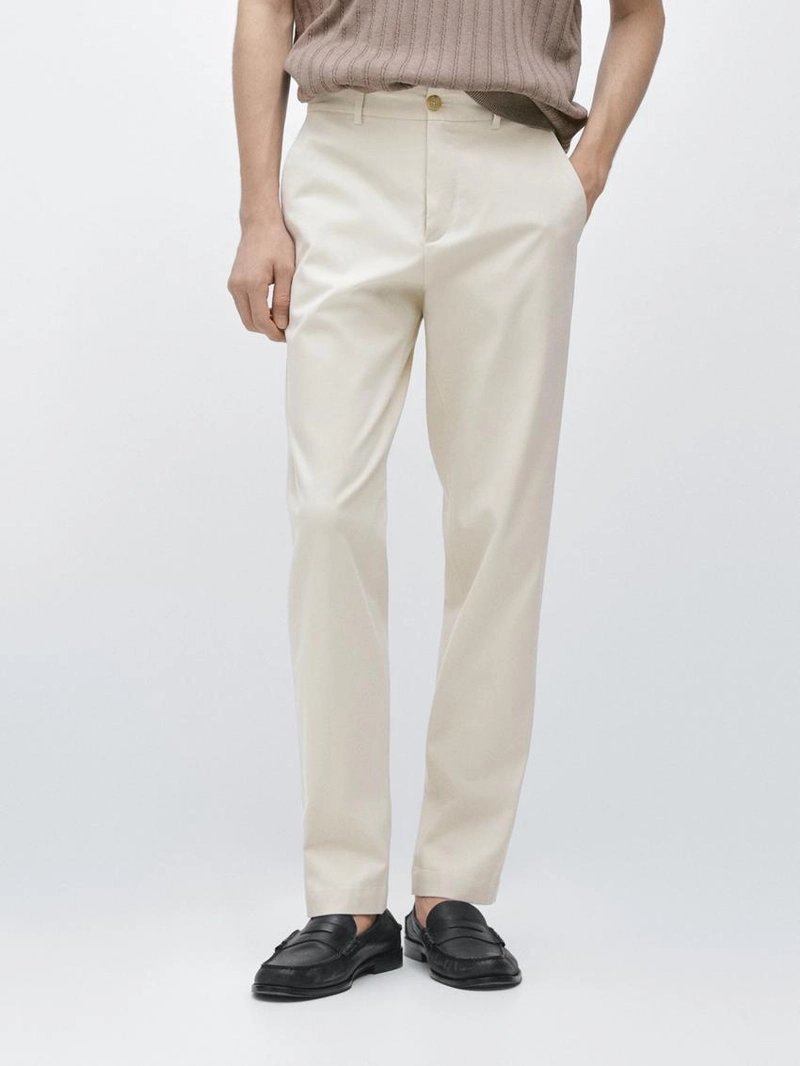 Хлопковые зауженные брюки со смесью тканей