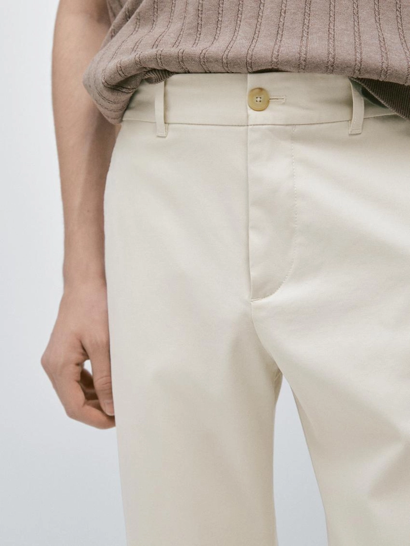 Хлопковые зауженные брюки со смесью тканей