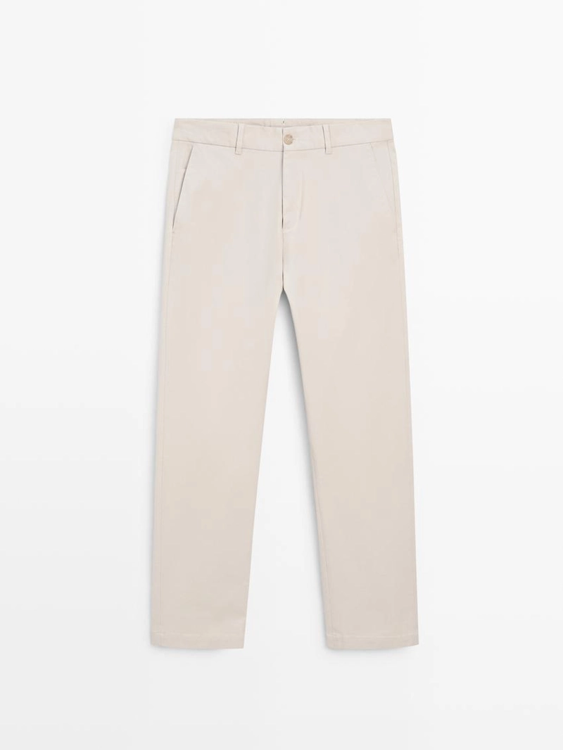 Хлопковые зауженные брюки со смесью тканей