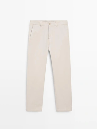 Хлопковые зауженные брюки со смесью тканей- Заказать в России