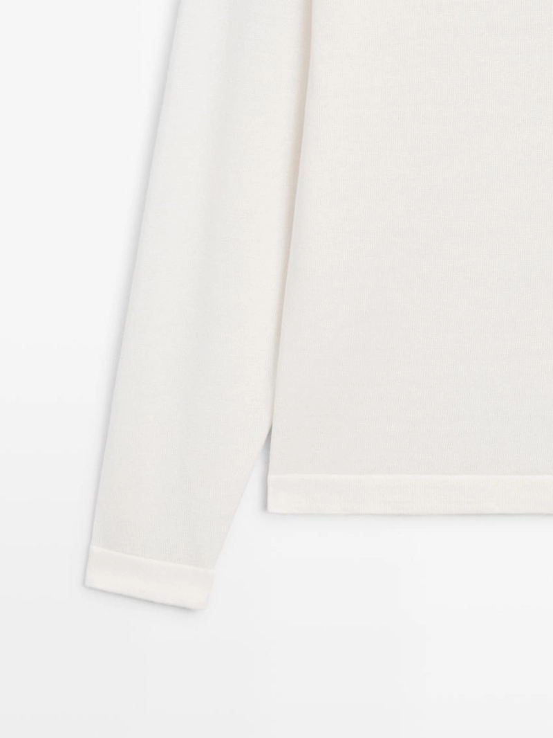 Джемпер из смесового льна с круглым вырезом