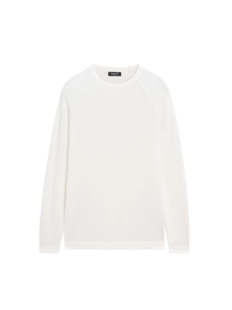 Джемпер из смесового льна с круглым вырезом