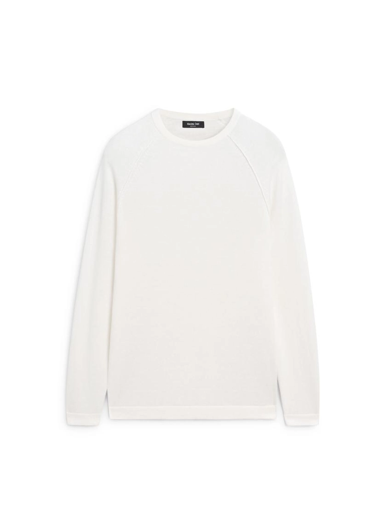 Джемпер из смесового льна с круглым вырезом