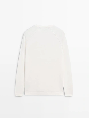 Джемпер из смесового льна с круглым вырезом- Заказать в России