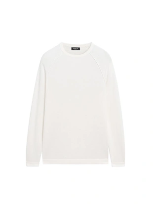 Джемпер из смесового льна с круглым вырезом- Заказать в России