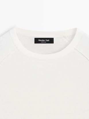 Джемпер из смесового льна с круглым вырезом- Заказать в России