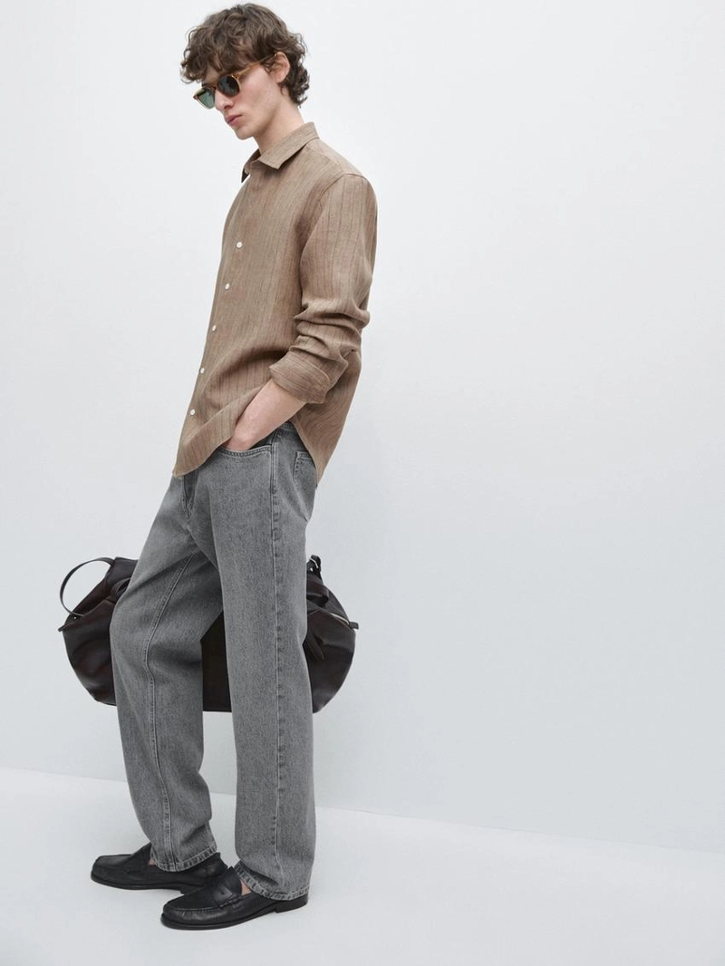 Рубашка в полоску из 100% льна