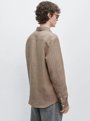 Рубашка в полоску из 100% льна- Заказать в России