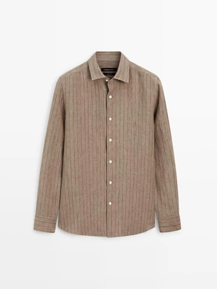 Рубашка в полоску из 100% льна- Заказать в России