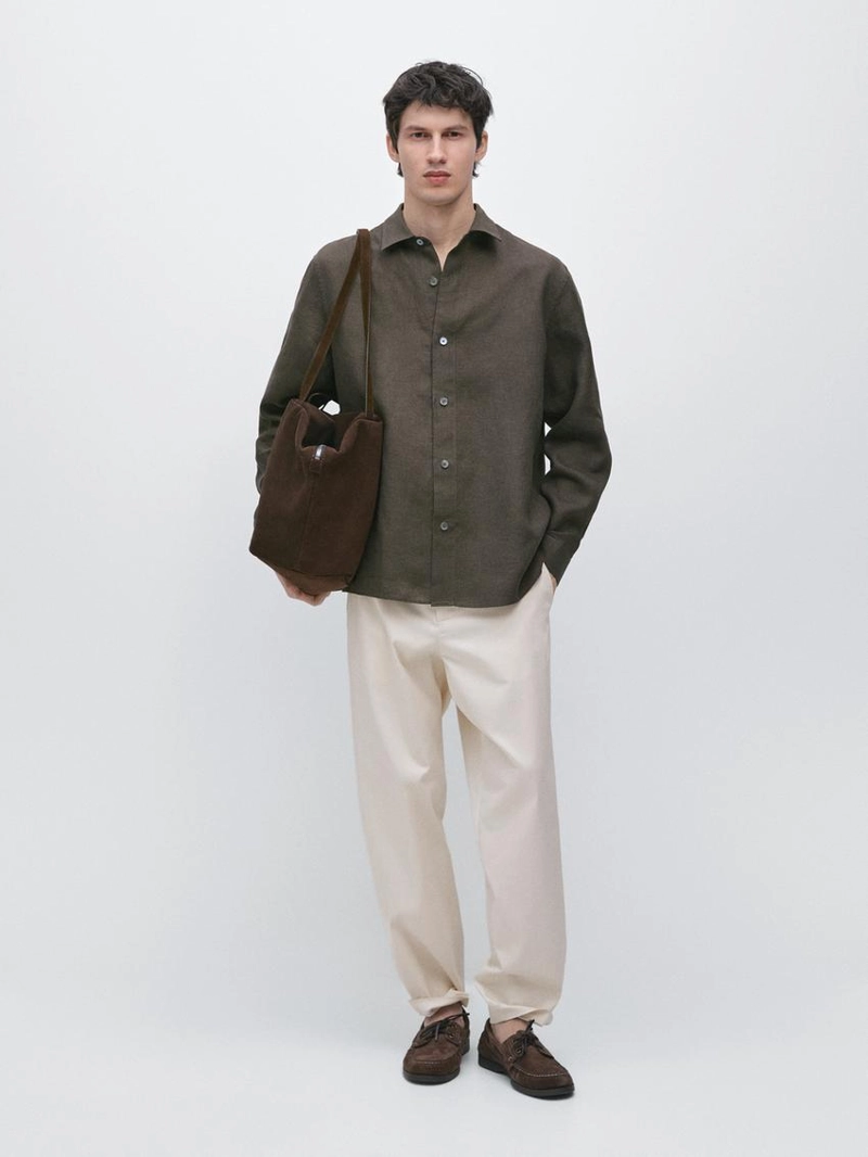 Рубашка из 100% льна в классическом крое