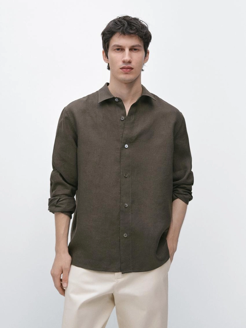 Рубашка из 100% льна в классическом крое