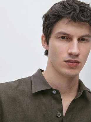 Рубашка из 100% льна в классическом крое- Заказать в России